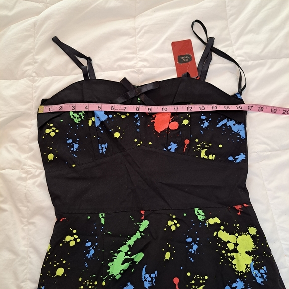 Dead Threads Goth Dress Scene Black Rainbow Paint Splatter Colorful Size Medium - Picture 8 of 13